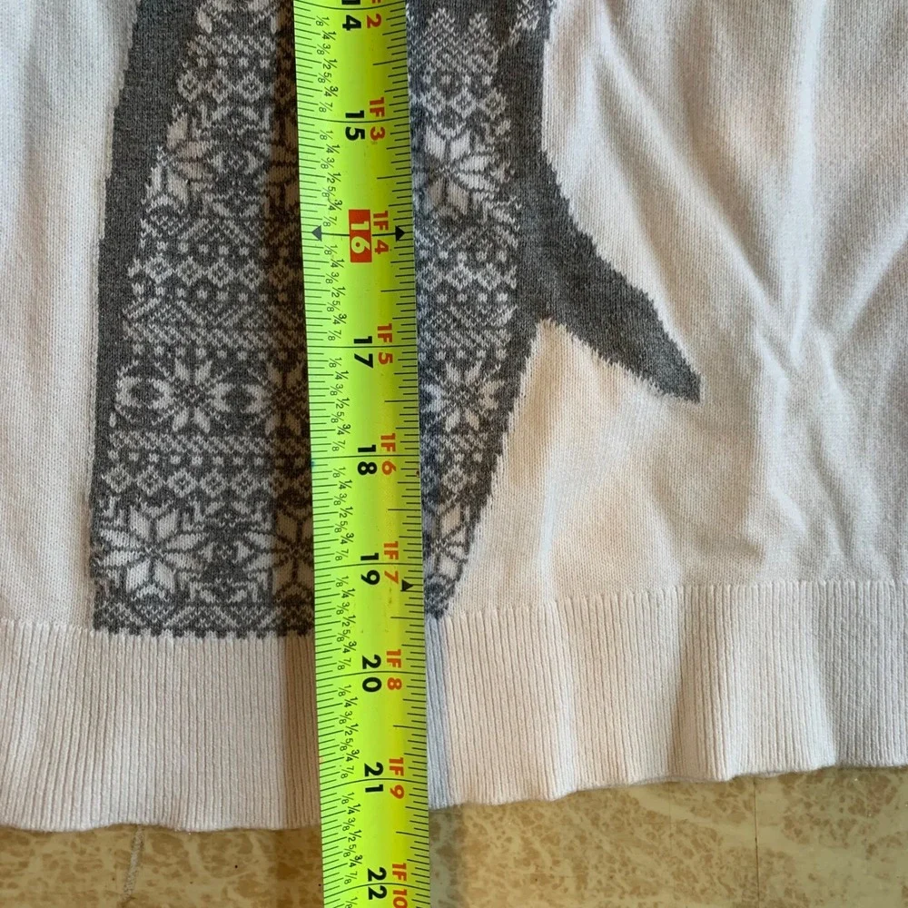 Bass Owl Graphic Sweater Size Medium White Cotton Fair Isle Intarsia Crew Neck